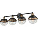 Ellmira 4 Light 33 inch Matte Black/ Aged Brass Vanity Light Wall Light